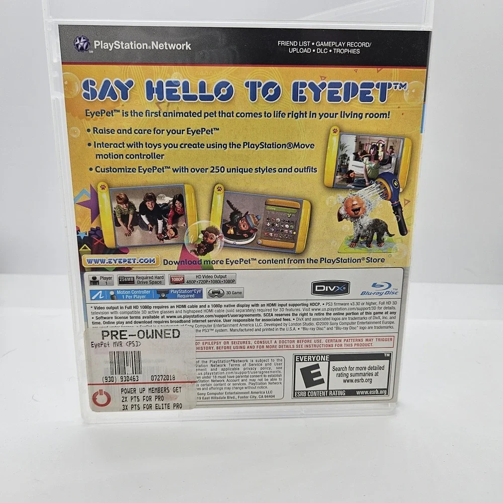EyePet PS3 Game Complete w/ Case Manual‎ & Disc PlayStation Move